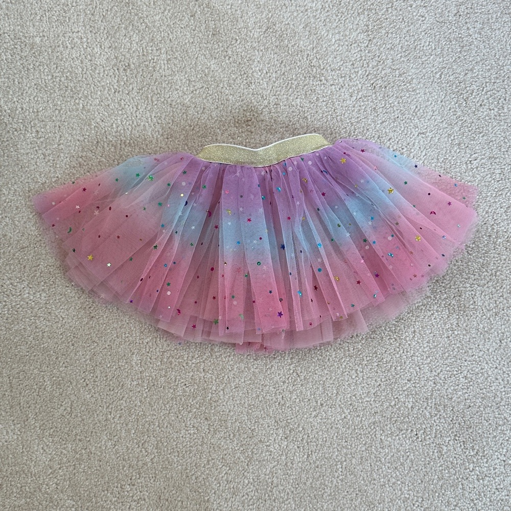 Pink and Blue Tulle Skirt TuTu with Gold Waistband